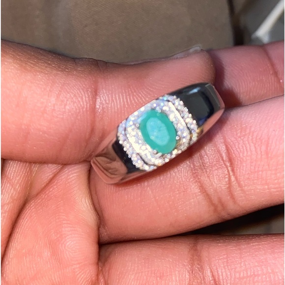 S925 natural emerald men’s ring - Picture 6 of 8